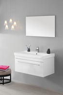 Mobile da Bagno Sospeso Laccato Bianco Composizione in Mdf 90Cm-1