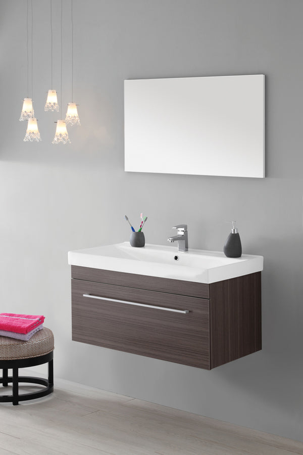 Composition Meuble de Salle de Bain Suspendu Marron en Mdf 90Cm acquista