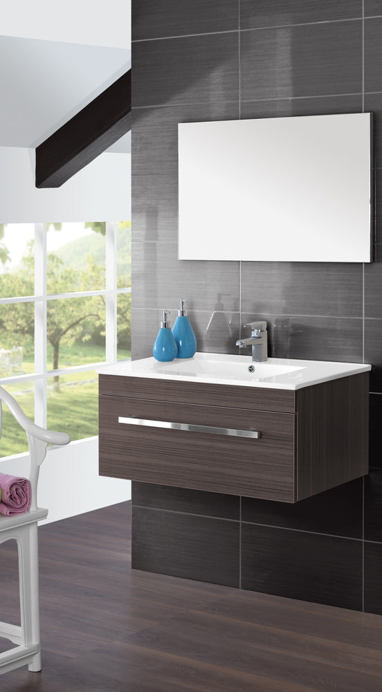 sconto Composition Meuble de Salle de Bain Suspendu Marron en Mdf 80Cm