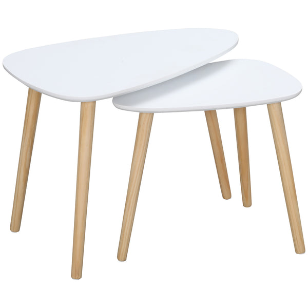 Ensemble de 2 tables basses empilables de style nordique avec pieds en bois blanc online