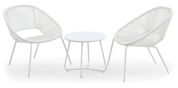 online Ensemble table basse et 2 chaises de jardin en acier blanc Kraus Michelangelo