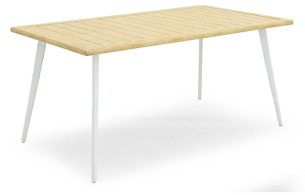 acquista Table de jardin 160x90x75 cm en acier blanc Kraus Leonardo et effet bois