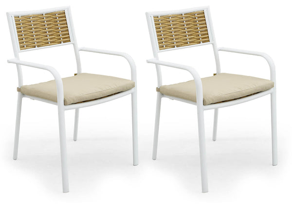 online Ensemble de 2 chaises de jardin en aluminium blanc Kraus Leonardo avec accoudoirs