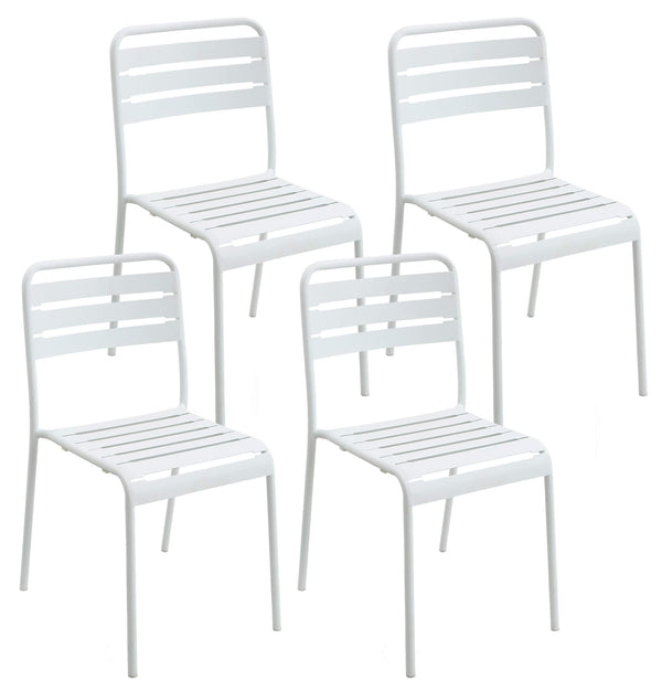 Lot de 4 chaises de jardin en acier blanc Kraus Brunelleschi online