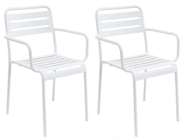 sconto Lot de 2 chaises de jardin en acier blanc Kraus Brunelleschi avec accoudoirs