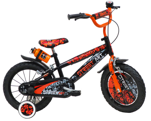 Vélo Enfant 14" 2 Freins Street Art Noir/Orange sconto