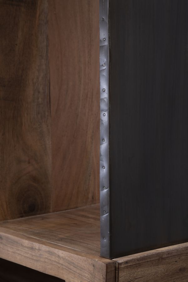 Libreria Mumbai 88x40x177 cm in Legno di Acacia e in Ferro Marrone e Nero-9