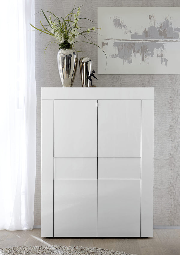 online Meuble Haut de Salon 2 Portes 92x42x125cm TFT Build Blanc Brillant