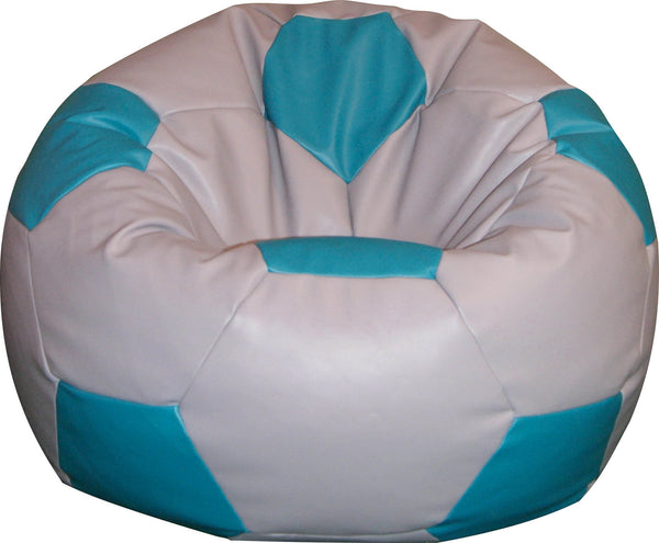 Pouf Pouf Ø100 cm en Simili Cuir Ballon de Football Gris et Turquoise Baselli sconto