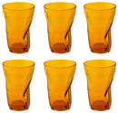 Set 6 Bicchieri Accartocciati 34 cl Ø8 cm in Vetro Pressato Kaleidos Arancioni-1