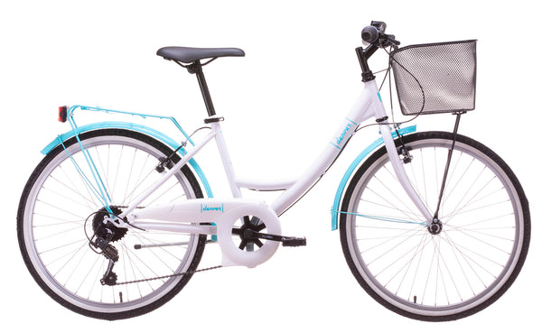 acquista Bicicletta City per Donna 24” 6V in Acciaio Venere Bianco e Celeste