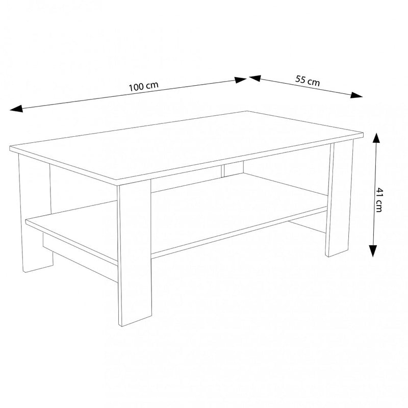 Tavolino Salotto Match 100x55x41 h cm in Truciolare bilaminato Bianco-3