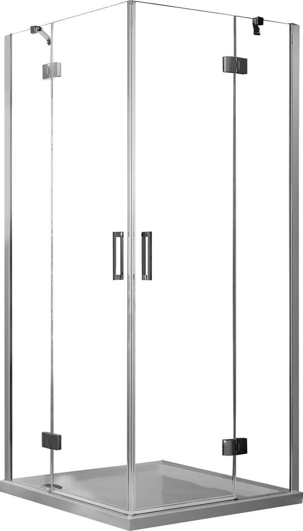Cabine de douche d'angle 2 portes battantes en cristal transparent 6 mm H190 Fosterberg Herning Différentes tailles sconto