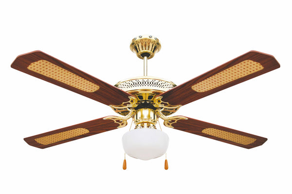online Ventilateur de Plafond Kooper Windy Marron avec 4 Pales et Lampe Ø130cm 3 Vitesses