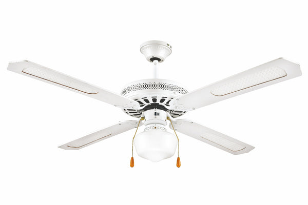 Ventilateur de Plafond avec 4 Pales et Lampe Ø130cm 3 Vitesses Kooper Windy Blanc online