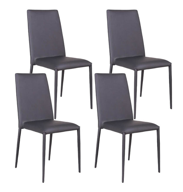 sconto Lot de 4 chaises 40x42xH96 cm en simili cuir Cleo gris foncé