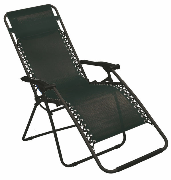 Chaise inclinable pliante Zero Gravity en fer et textilène Soriani Gran Relax Rio Black sconto