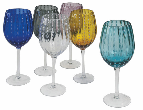 Ensemble de 6 gobelets en verre coloré à pois et surface ondulée 300 ml Villa d'Este Home Tivoli Shiraz prezzo