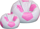 Poltrona a Sacco Pouf Ø100 cm in Similpelle con Poggiapiedi Baselli Pallone da Calcio Grigio e Rosa-1