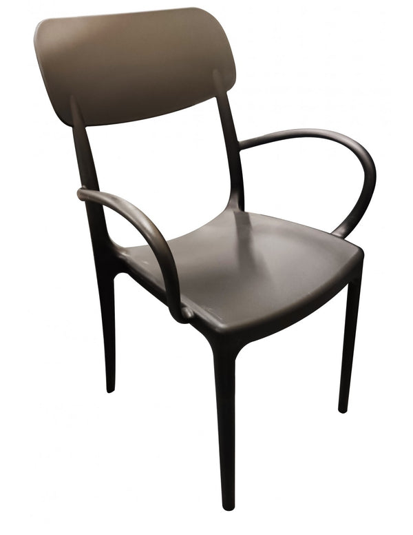 Chaise de jardin empilable 53x55x88 cm avec accoudoirs en polypropylène noir sconto