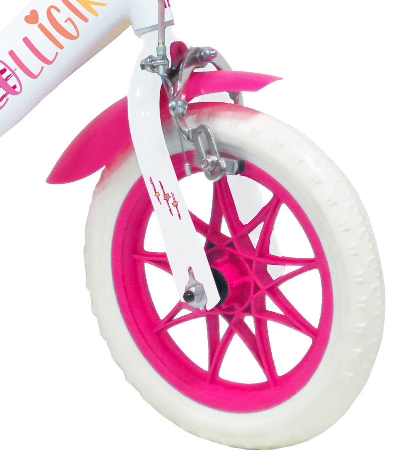 Bicicletta per Bambina 12" 2 Freni Gomme in EVA Lolly Girl Bianca/Rosa-3