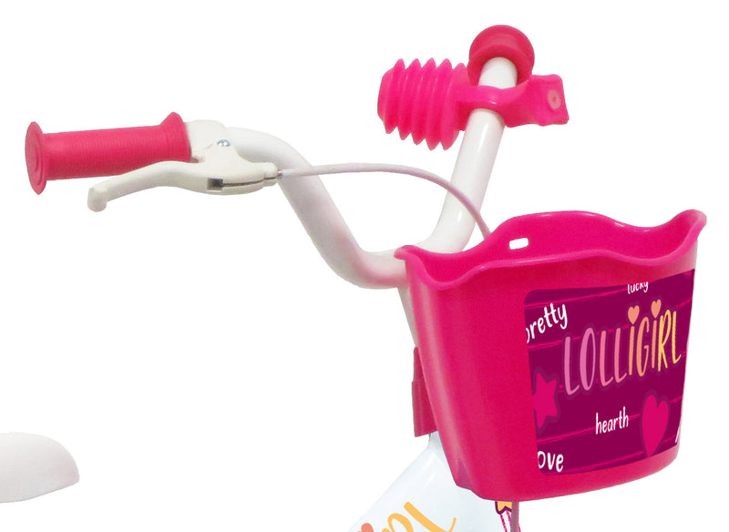 Bicicletta per Bambina 12" 2 Freni Gomme in EVA Lolly Girl Bianca/Rosa-4