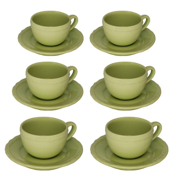 prezzo Set de 6 Tasses à Café avec Soucoupe Ø7,5xh5 cm en Grès Cérame Vert Pastel Juliette