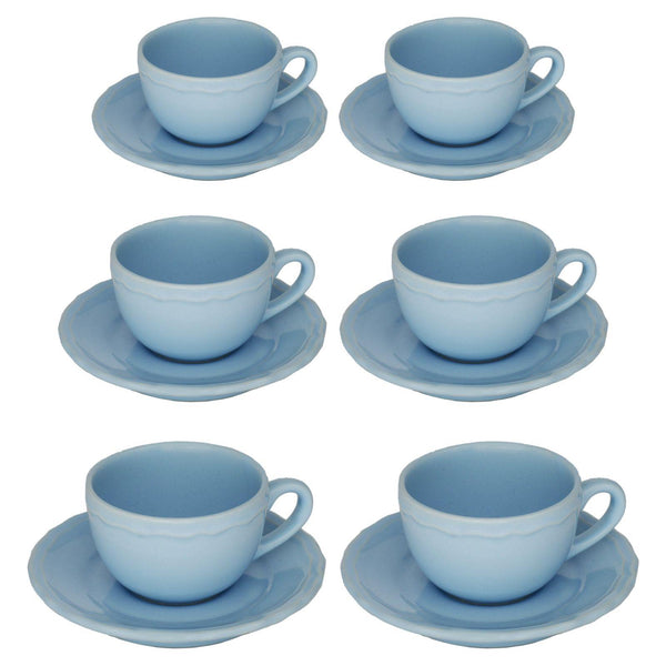 Set 6 Tazzine da Caffè con Piattino Ø7,5xh5 cm in Gres Porcellanato Juliet Azzurro Pastello prezzo