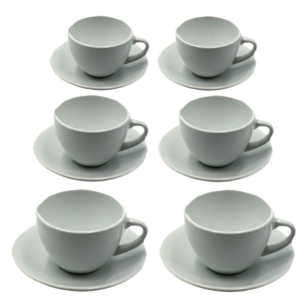 Set de 6 tasses à café avec soucoupe 8x7xh5 cm en grès cérame blanc Romeo acquista