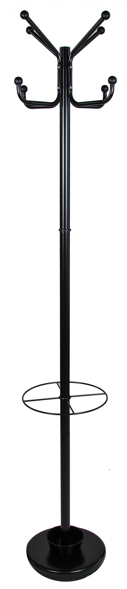 Portemanteau de sol 35x35x180 cm en acier avec porte-parapluie noir sconto