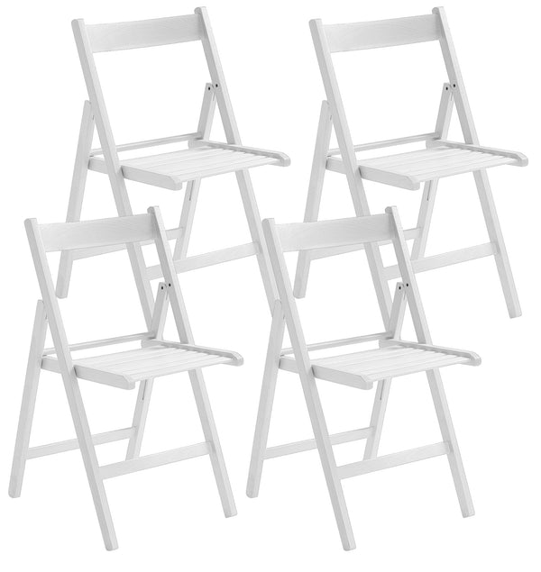Lot de 4 Chaises Pliantes 47,5x42,5x45/79 cm en Bois de Hêtre FSC Blanc prezzo