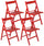 Lot de 4 Chaises Pliantes 47,5x42,5x45/79 cm en Hêtre FSC Rouge