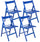 Lot de 4 Chaises Pliantes 47,5x42,5x45/79 cm en Bois de Hêtre FSC Bleu