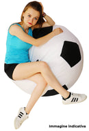 Poltrona a Sacco Pouf Ø100 cm in Similpelle Baselli Pallone da Calcio Verde Limone e Bianco-3