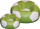 Poltrona a Sacco Pouf Ø100 cm in Similpelle con Poggiapiedi Baselli Pallone da Calcio Verde Limone e Bianco-1