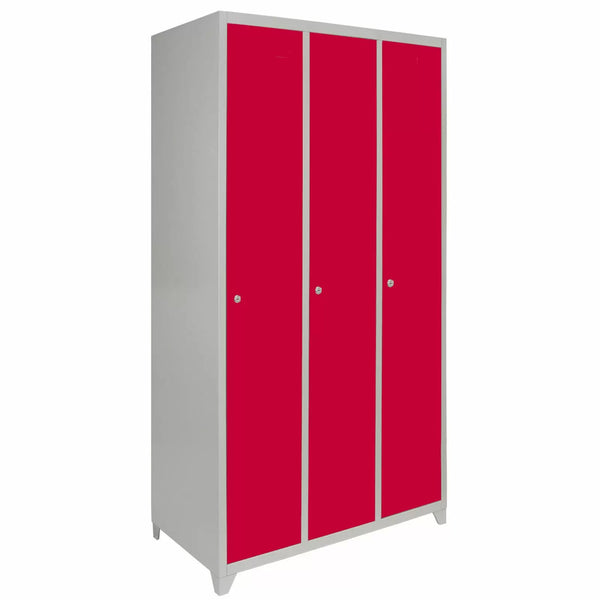 Casier 3 portes 90x180x50 cm pour écoles, gymnases et vestiaires en acier rouge online