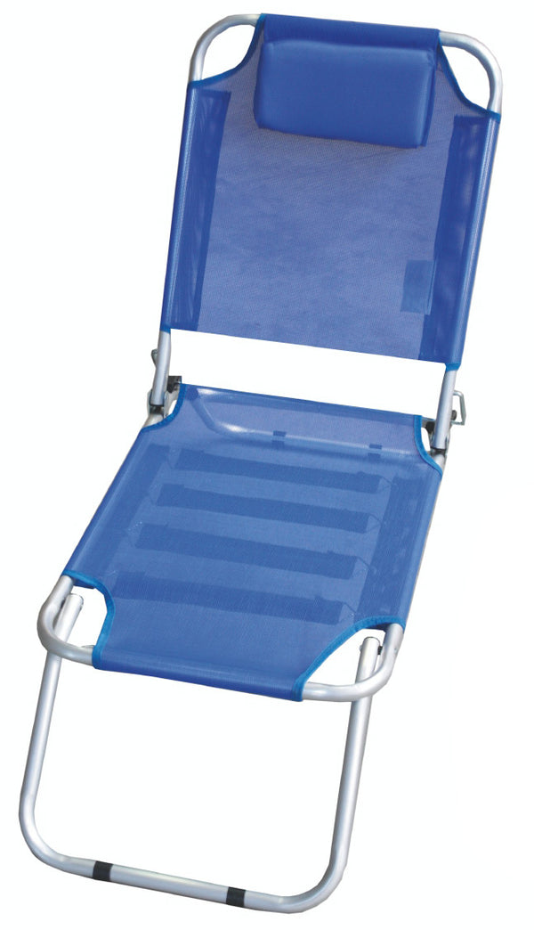 sconto Chaise de plage pliante Soriani Greece avec coussin en aluminium Bleu chiné