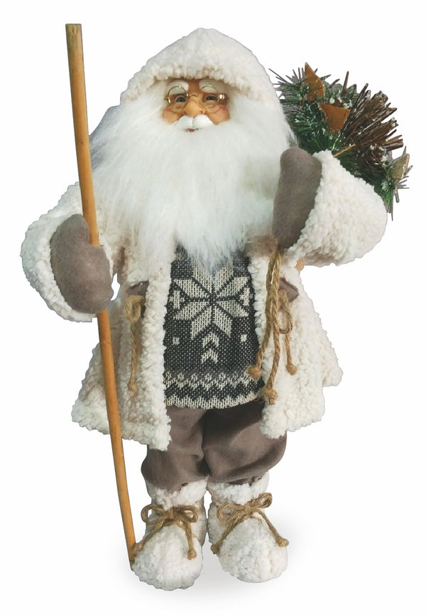 Marionnette Lumineuse Père Noël avec Aiguilles de Pin 9 Led en Tissu H62 cm Blanc Soriani online
