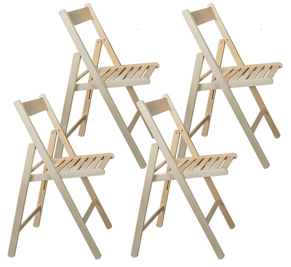 Lot de 4 Chaises Pliantes 47,5x42,5x45/79 cm en Bois de Hêtre Brut FSC online