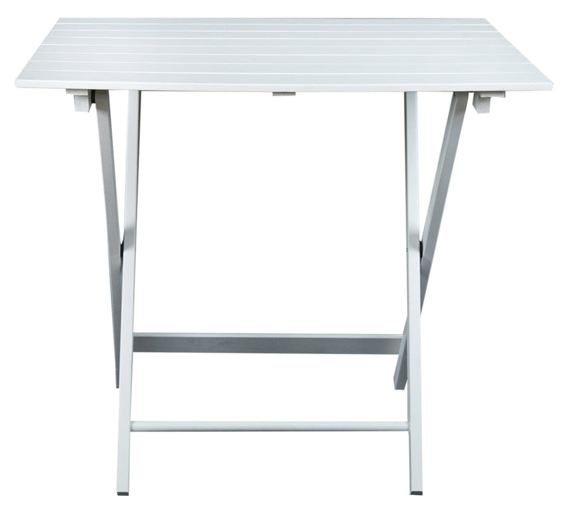 Tavolo da Giardino Pieghevole 80x60x80 cm in Legno Bianco-2