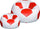 Pouf poire Ø100 cm en simili cuir avec repose-pieds Baselli ballon de football blanc et rouge