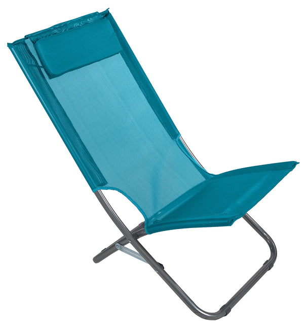 sconto Chaise longue pliante Spiaggina 68x48x73 cm en acier et textilène turquoise