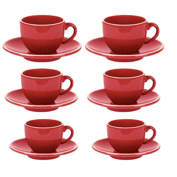 acquista Set de 6 tasses à café avec soucoupe 8x5xh6,5 cm en grès cérame Otello Rosso