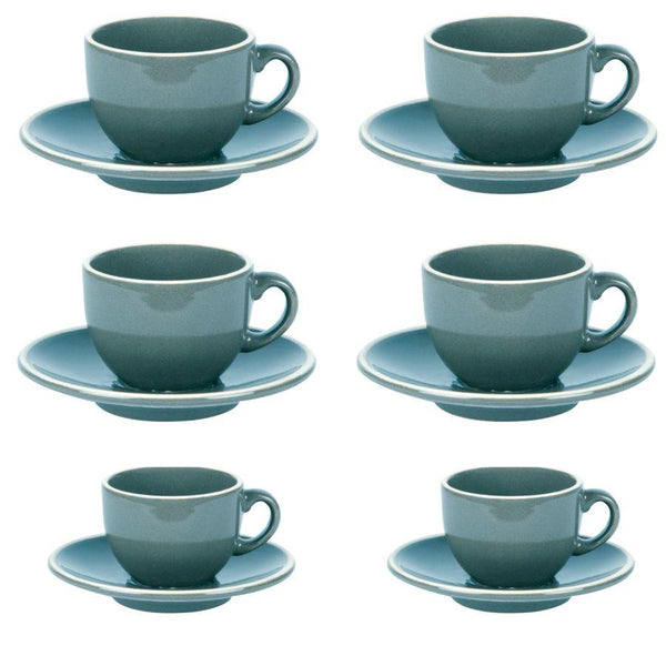 Set de 6 tasses à café avec soucoupe 8x5xh6,5 cm en grès cérame Otello Blu crème prezzo