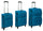 Lot de 3 Valises Trolley Souples en Polyester 4 Roues TSA Ravizzoni Singapore Bleu Pétrole