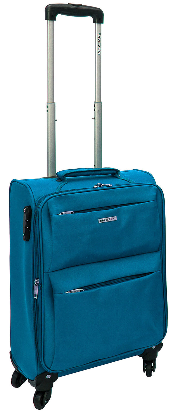 Valise Trolley Souple Bagage à Main en Polyester 4 Roues TSA Ravizzoni Singapore Bleu Pétrole prezzo
