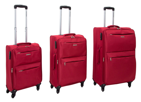Lot de 3 Valises Trolley Souples en Polyester 4 Roues TSA Ravizzoni Singapore Rouge Brique online