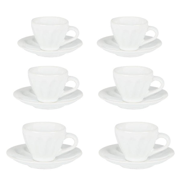 Set 6 Tazzine da Caffè con Piattino Ø7,5xh4 cm in Gres Porcellanato Amleto Bianco online