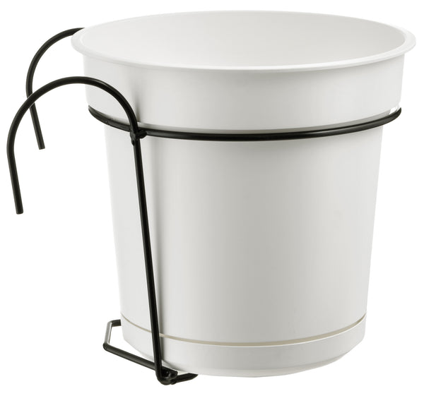 online Pot en polypropylène Ø23x21 cm avec soucoupe et support en fer Tulli Kit Balcon Hydral 23 Blanc