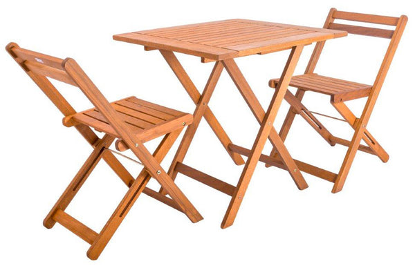 prezzo Ensemble de table et 2 chaises de jardin pliantes en bois Meranti